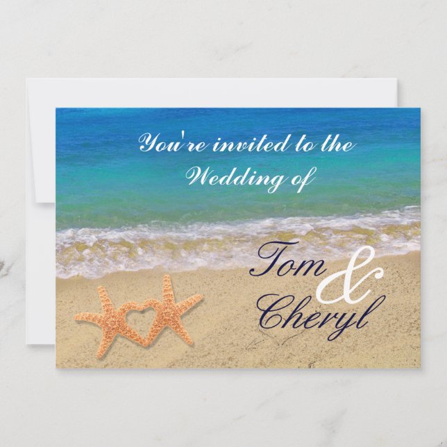 Starfish Couple Ocean Beach Wedding Invitations (Front)