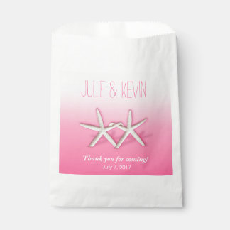 Starfish Couple On The Beach Wedding ombre pink Favor Bag