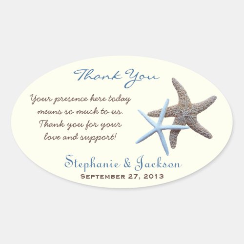 Starfish Couple Personalized Oval Favor Labels