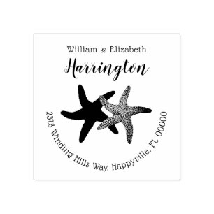 Starfish Couple Return Address Ink Stamp