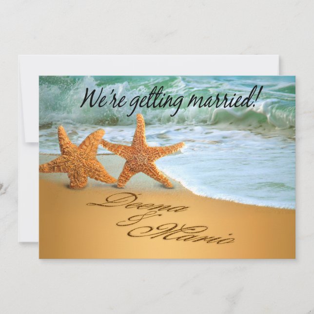 Starfish Couple Save the Date Beach Theme (Front)