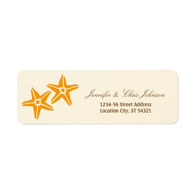 Starfish Couple Summer Beach Wedding Label (Front)