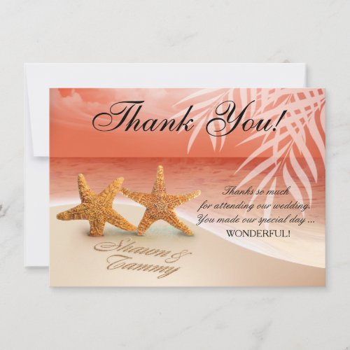 Starfish Couple Thank You  ASK FOR NAMES IN SAND Invitation