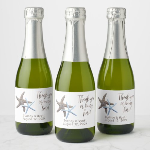 Starfish Couple Thank You Bottle Sparkling Wine Label