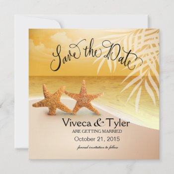 Starfish Couple Tropical Save The Date | Gold by glamprettyweddings at Zazzle