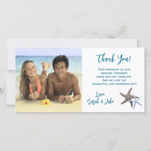 Starfish Couple Wedding Photo Thank You Cards