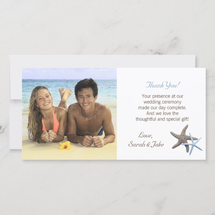 Starfish Couple Wedding Photo Thank You Cards Zazzle