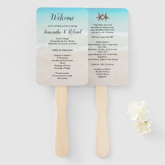 Starfish Couple Wedding Rectangular Fan Program