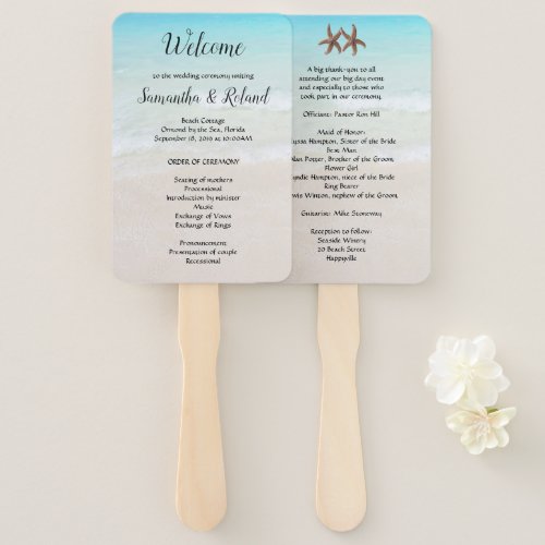 Starfish Couple Wedding Rectangular Fan Program