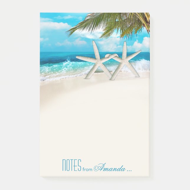 Starfish Couple White Sands Beach Personalized Post-it Notes (Front)