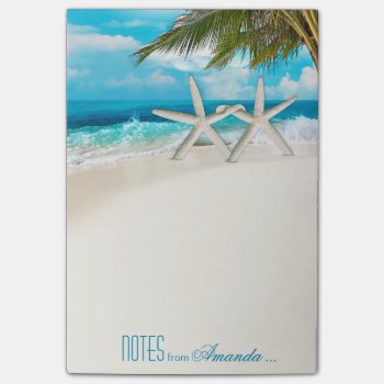 Starfish Couple White Sands Beach Personalized Post-it Notes by glamprettyweddings at Zazzle