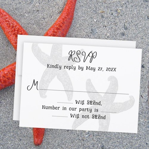 Starfish Couple White Wedding Reply Cards