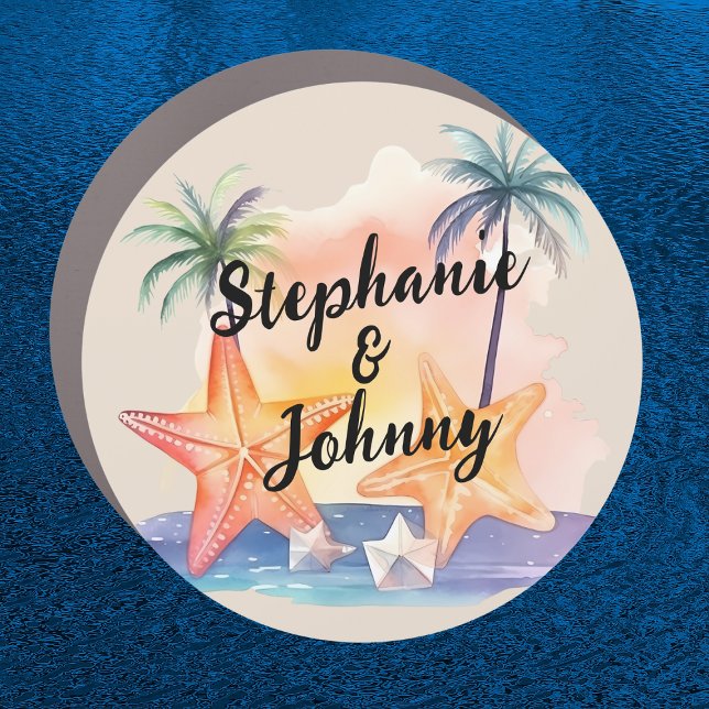 Starfish Couple's Cruise Door Decoration Car Magnet (Cute cruise door magnet for a couple that loves the beach.)