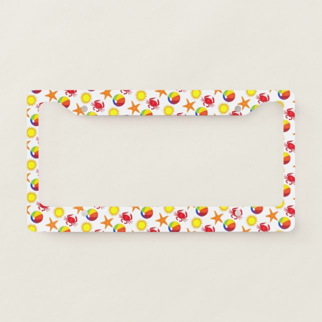 Starfish Crab Beachball Summer Sunshine Beach License Plate Frame (Front)