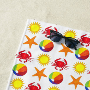 Starfish Crab Beachball Summer Sunshine Beach Towel