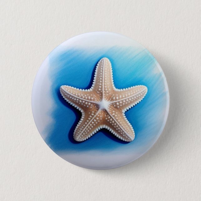 Starfish Crayon Drawing Button (Front)