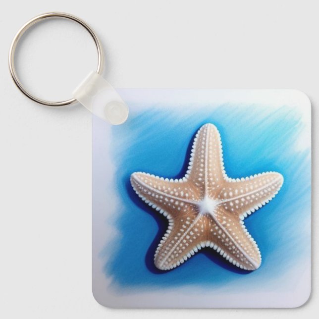Starfish Crayon Drawing Keychain (Front)