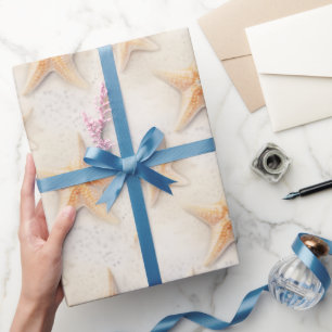 Starfish Cream Sand Ivory Beach Wedding Wrapping Paper