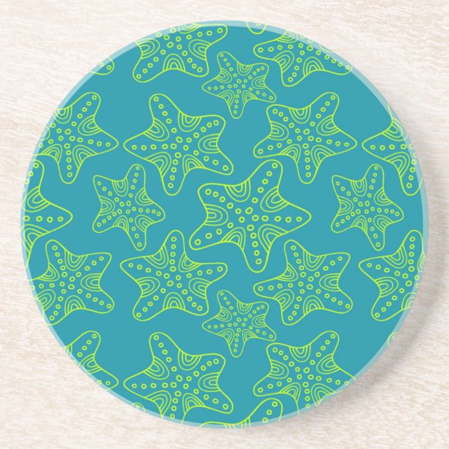 Starfish Crowd Pattern Drink Coaster (Front)