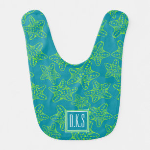 Starfish Crowd Pattern   Monogram Bib