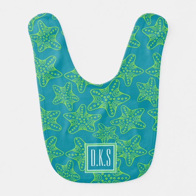 Starfish Crowd Pattern | Monogram Bib (Front)