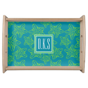 Starfish Crowd Pattern   Monogram Serving Tray