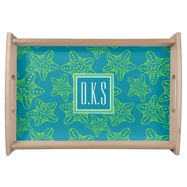 Starfish Crowd Pattern | Monogram Serving Tray (Front)