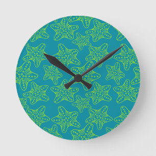 Starfish Crowd Pattern Round Clock