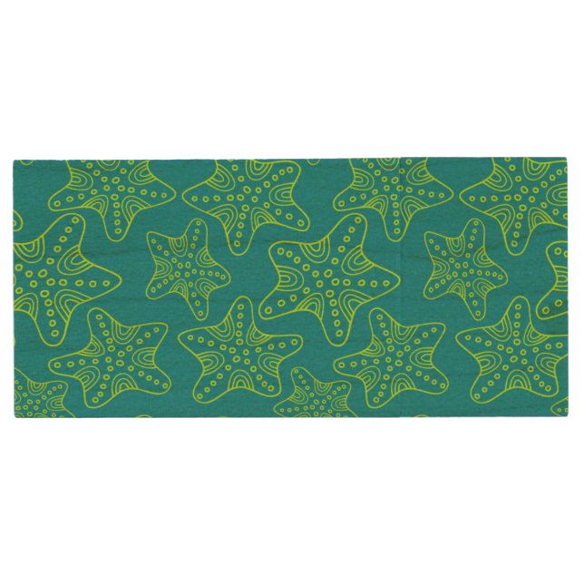 Starfish Crowd Pattern Wood USB Flash Drive (Front)
