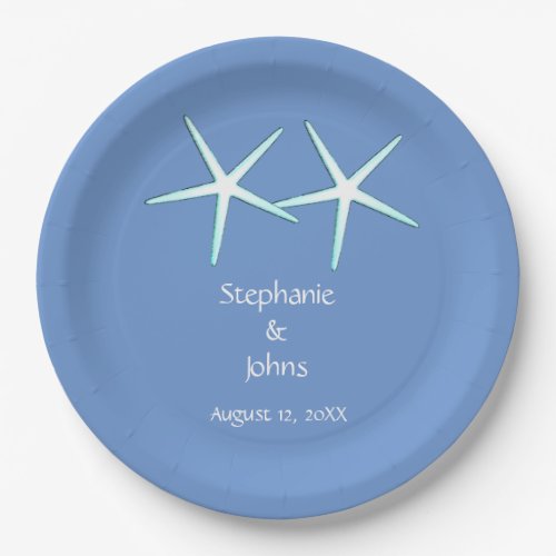 Starfish Cute Couple Cornflower Blue Weddings 2021 Paper Plates