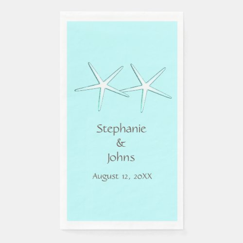 Starfish Cute Couple Teal Blue Grey Weddings 2022 Paper Guest Towels