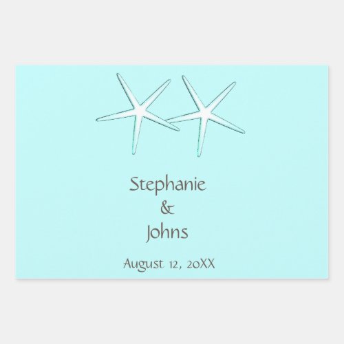 Starfish Cute Couple Teal Blue Grey Weddings 2023 Wrapping Paper Sheets