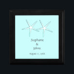 Starfish Cute Couple Teal White Gift Favor Wedding Box<br><div class="desc">Printed with beautiful image of two cute starfish patterns in light teal blue background. Makes a beautiful keepsake gift for wife or newly married couples. You may change the background color if you wish.</div>