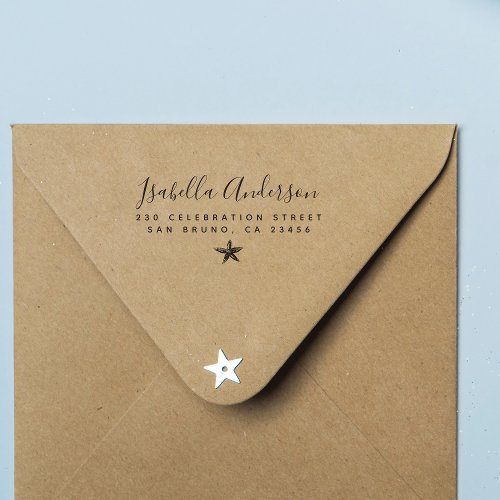 Starfish  Cute Modern Typography Return Address Rubber Stamp