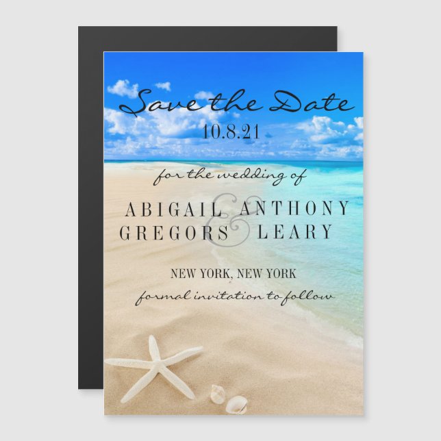 Starfish Destination Beach Save the Date Magnetic Invitation (Front/Back)