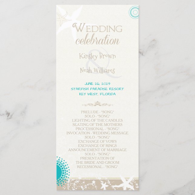 Starfish Destination Beach Wedding Program (Front)