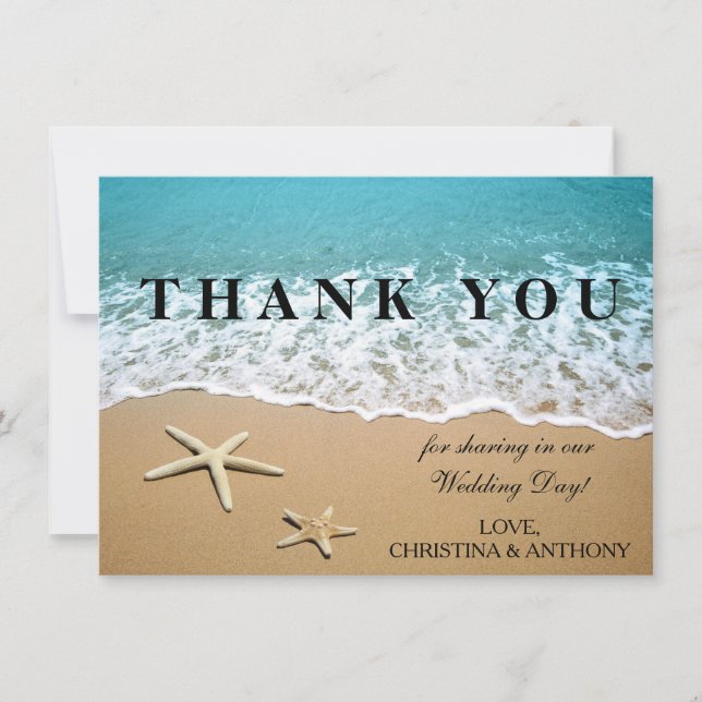 Starfish Destination Beach Wedding Thank You Note (Front)