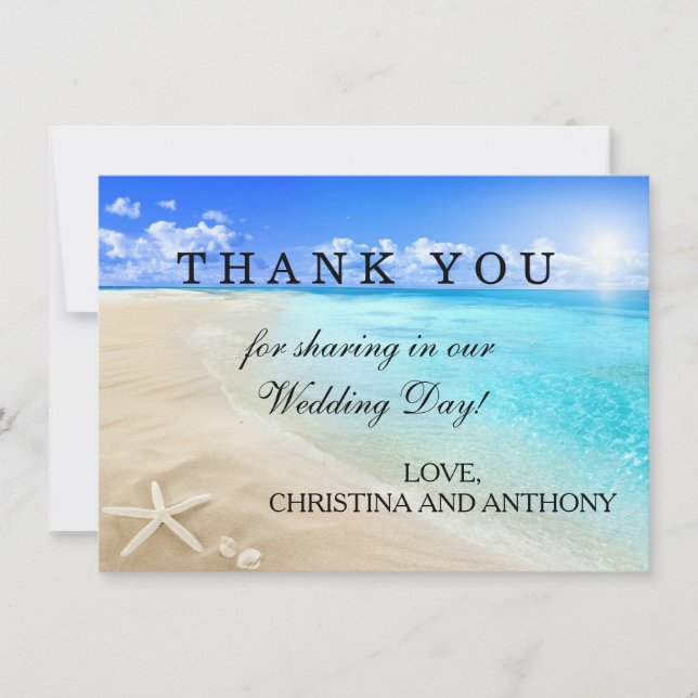 Starfish Destination Beach Wedding Thank You Note Card (Front)