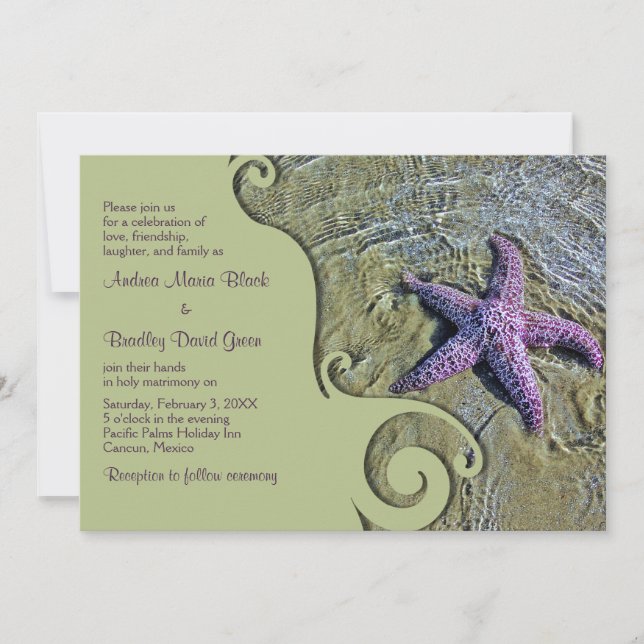 Starfish Destination or Beach Wedding Invitation (Front)