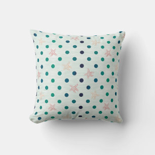 Starfish Dot Dance Double Sided Throw Pillow