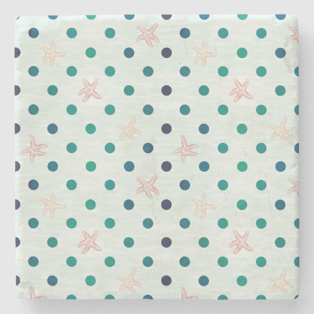 Starfish Dot Dance Stone Coaster (Front)