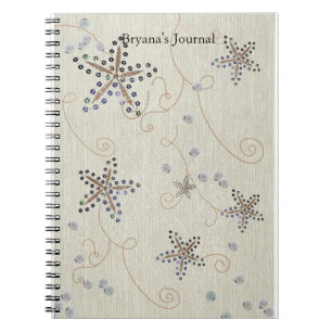 Starfish Elegance Beach Sequins Sparkle Notebook