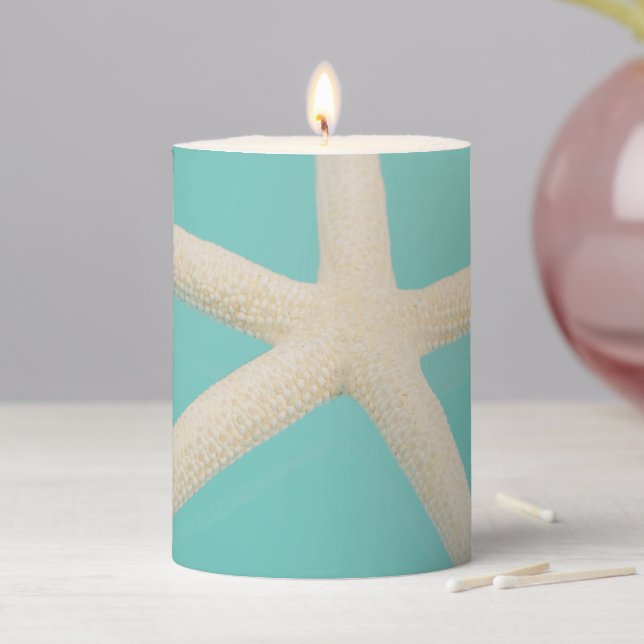 Starfish elegant ocean modern beach design pillar  candle (In Situ)