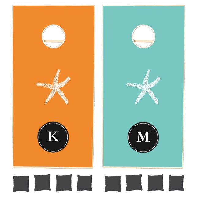 Starfish Family Beach House Monograms Fun Gift Cornhole Set (Set)