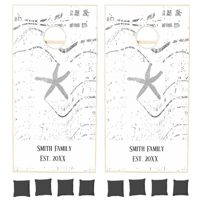 Starfish Family Beach House Name Custom Rustic Cornhole Set (Set)