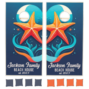 Starfish Family Beach House nautical Cornhole Set