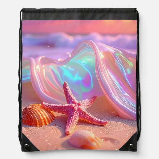 Starfish Fantasy Beach - Drawstring Backpack (Front)