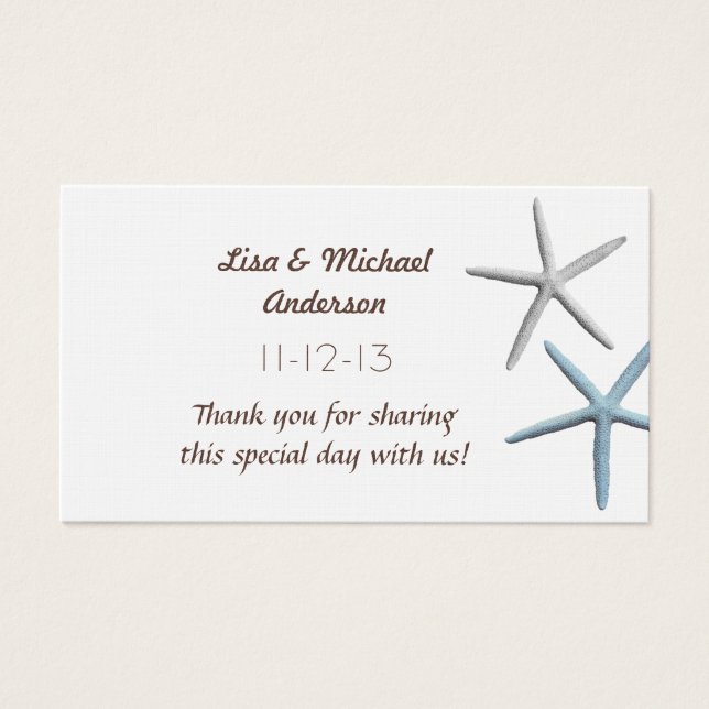 Starfish Favor Thank You Cards, Medium Size (Front)