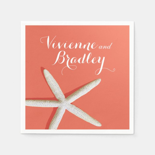 Starfish Fingers Beach | coral Napkins (Front)