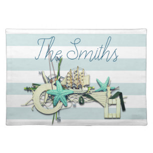 Starfish, Fishing Net & Tall Ship Nautical Cloth Placemat